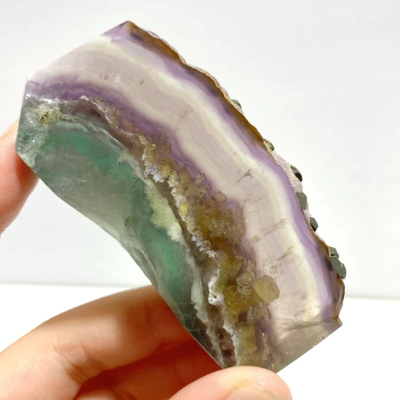 9 Pieces Unique Fluorite Mixed Pyrite Calcite Slab - Image 3
