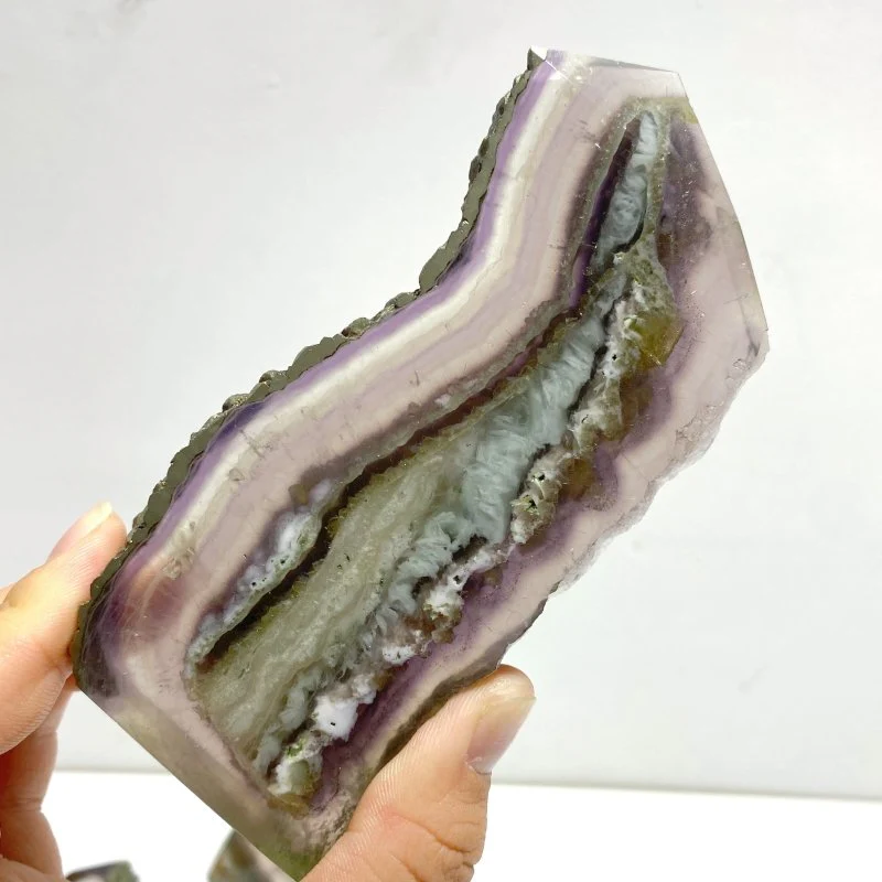 9 Pieces Unique Fluorite Mixed Pyrite Calcite Slab - Image 4