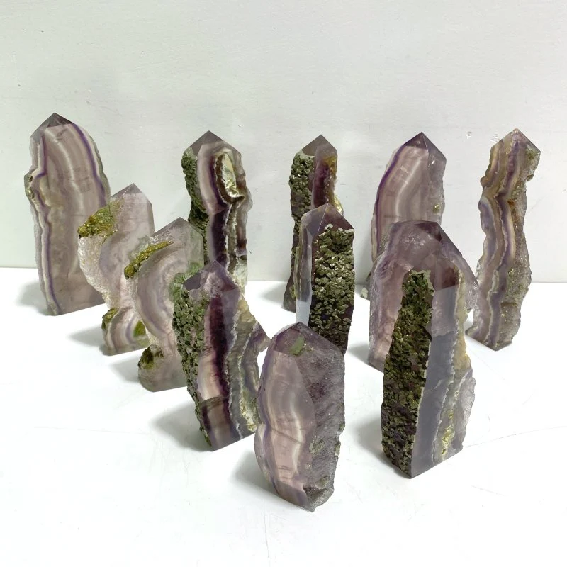 12 Pieces Fluorite Mixed Pyrite Calcite Slabs