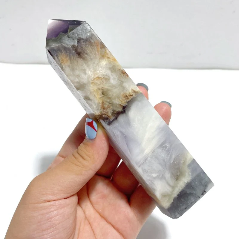 Fluorite Mixed Pyrite Four-sided Point Wholesale - Image 2