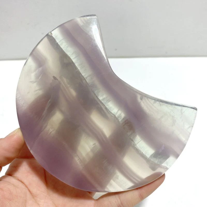 5 Pieces Fluorite Moon Carving With Stand - Image 2
