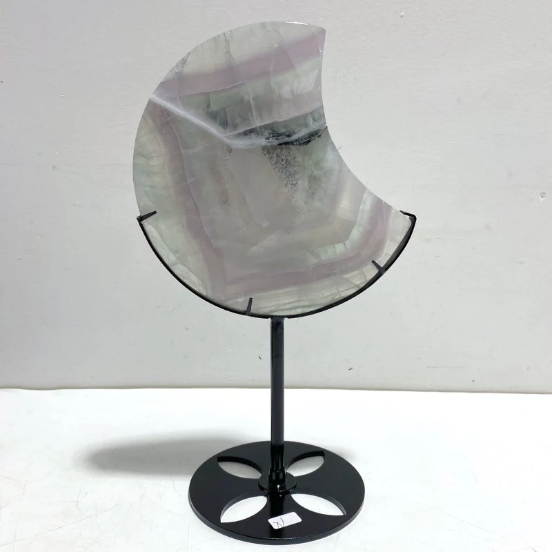 5 Pieces Fluorite Moon Carving With Stand - Image 4