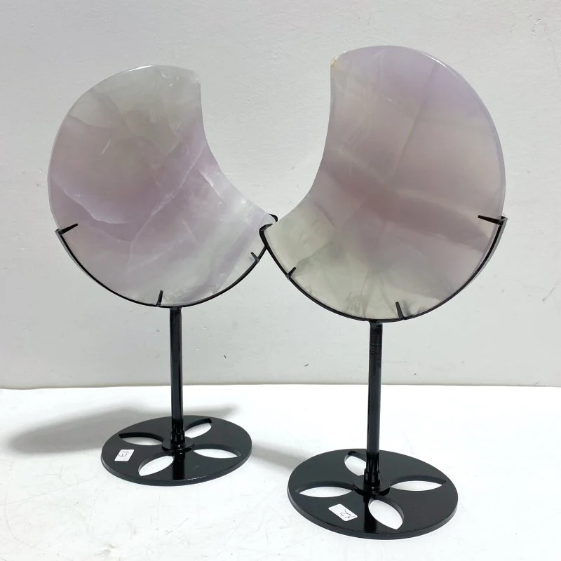 5 Pieces Fluorite Moon Carving With Stand - Image 6