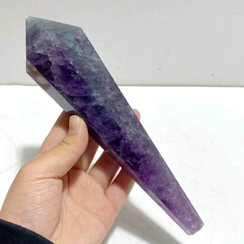 7 Pieces Fluorite Point Magic Scepter Wand With Stand - Image 4