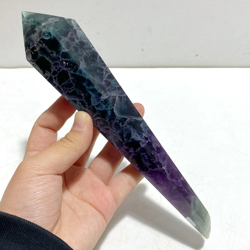 7 Pieces Fluorite Point Magic Scepter Wand With Stand - Image 6