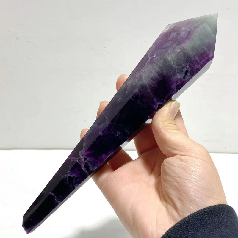 7 Pieces Fluorite Point Magic Scepter Wand With Stand - Image 7