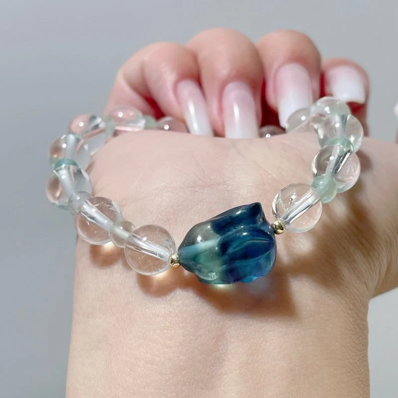 3 Types Fluorite Rabbit With Clear Quartz Bracelet Wholesale Original Design - Image 2
