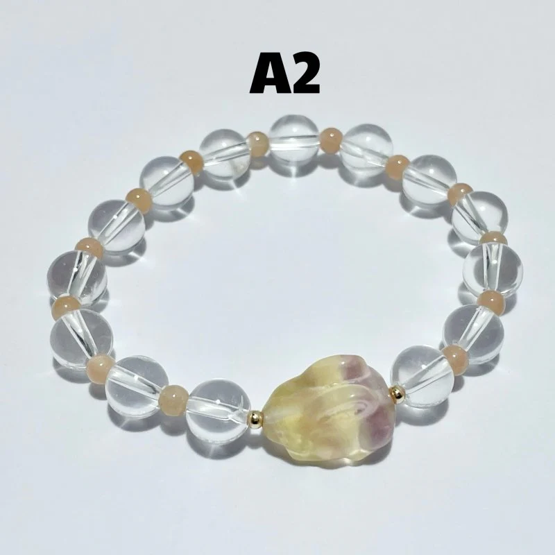 3 Types Fluorite Rabbit With Clear Quartz Bracelet Wholesale Original Design - Image 3
