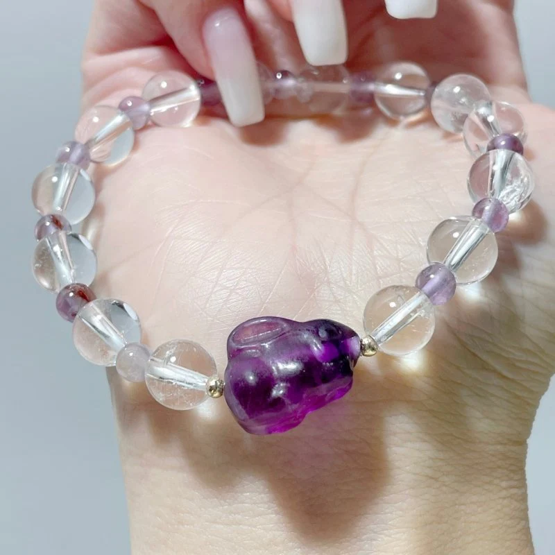 3 Types Fluorite Rabbit With Clear Quartz Bracelet Wholesale Original Design - Image 4