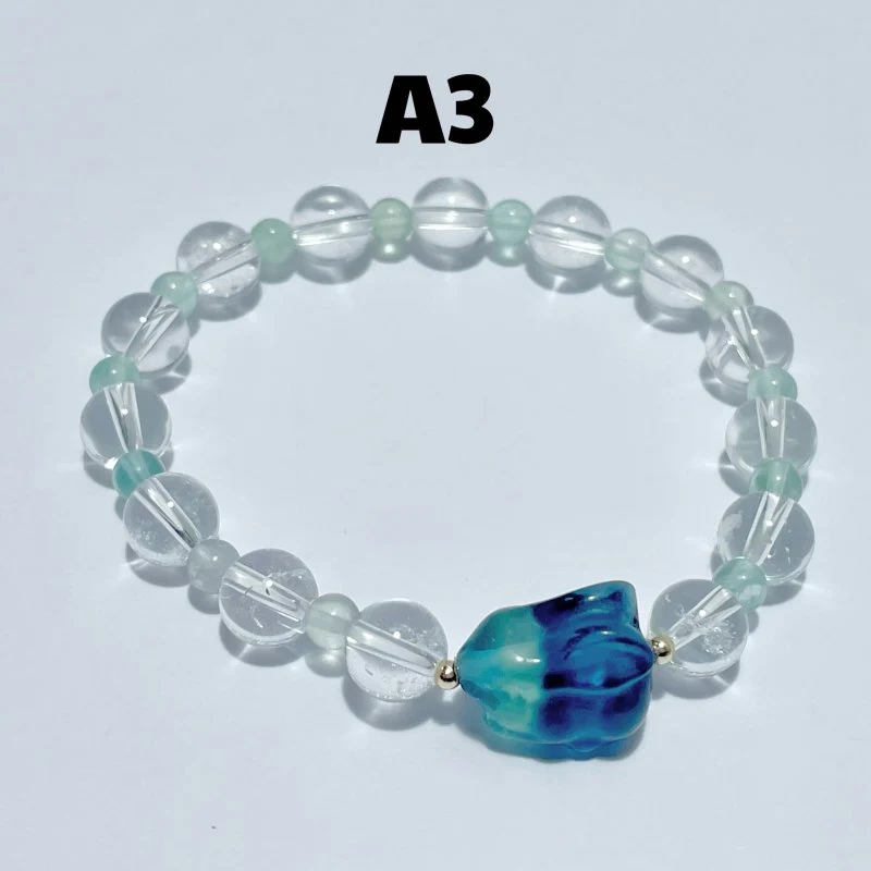 3 Types Fluorite Rabbit With Clear Quartz Bracelet Wholesale Original Design - Image 5