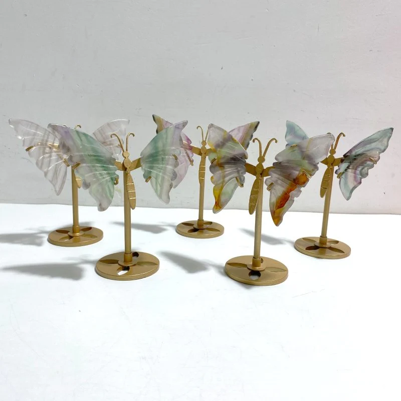 5 Pairs Fluorite Small Butterfly Wing With Stand
