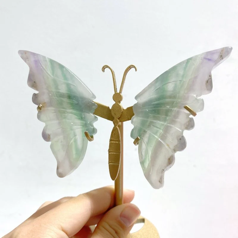 5 Pairs Fluorite Small Butterfly Wing With Stand - Image 3