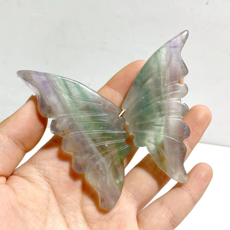 5 Pairs Fluorite Small Butterfly Wing With Stand - Image 4