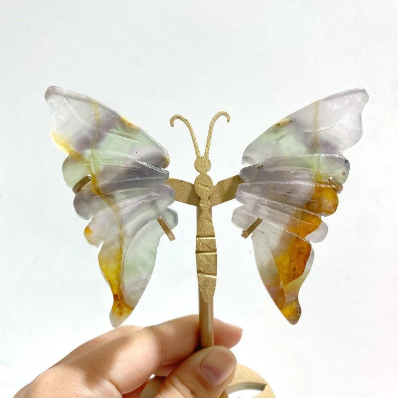5 Pairs Fluorite Small Butterfly Wing With Stand - Image 5