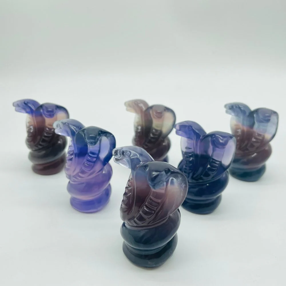 Fluorite Snake Cobra Double Head Carving Wholesale - Image 2