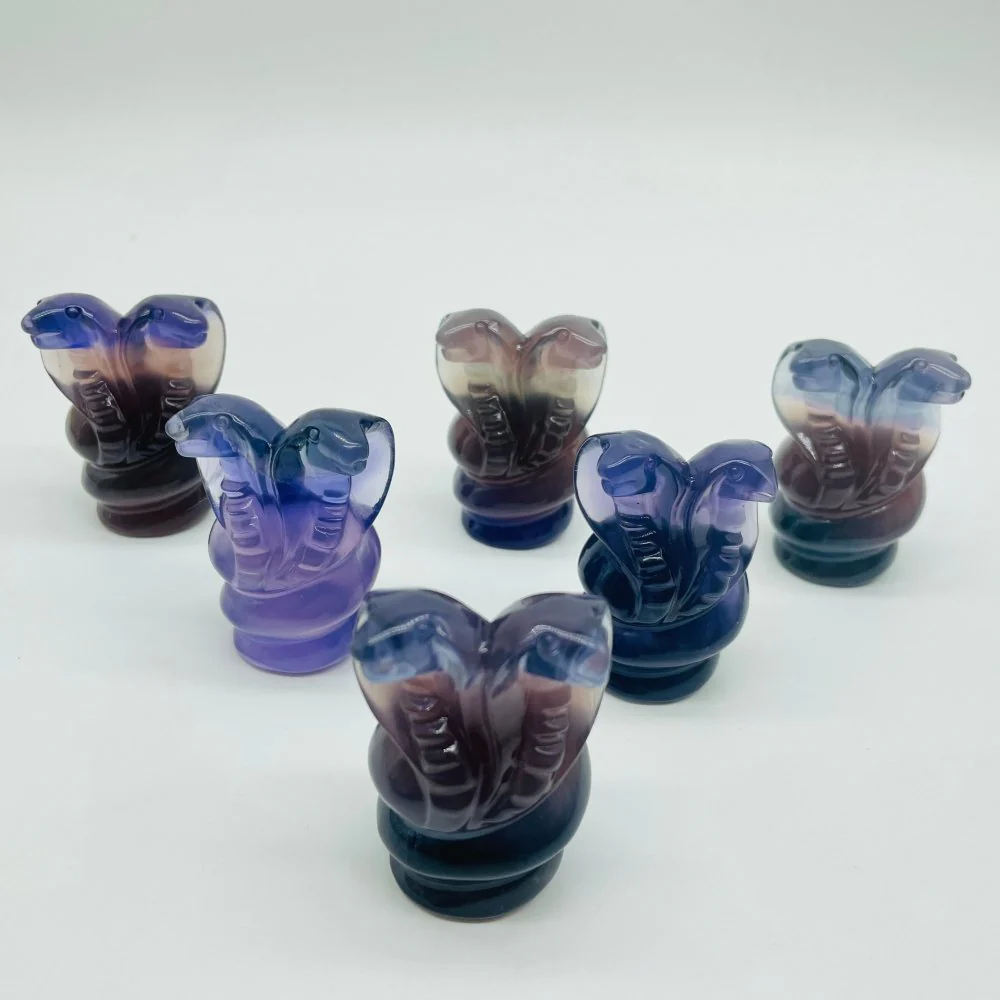 Fluorite Snake Cobra Double Head Carving Wholesale - Image 4