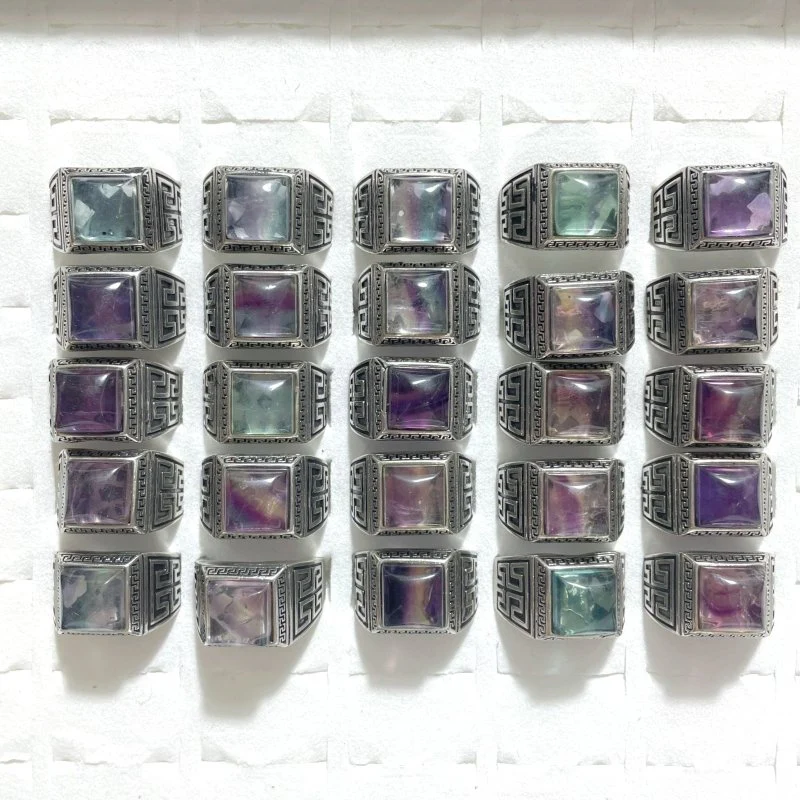 25 Pieces Colorful Fluorite Sugar Cube Ring - Image 2