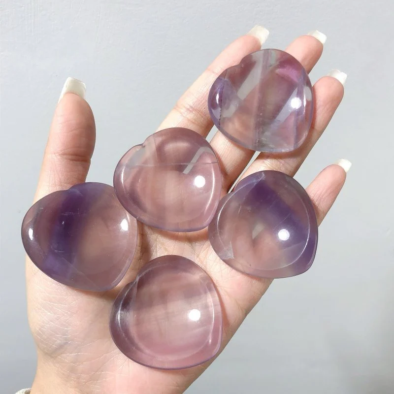 2 Colors Fluorite Worry Stone Heart Wholesale - Image 4