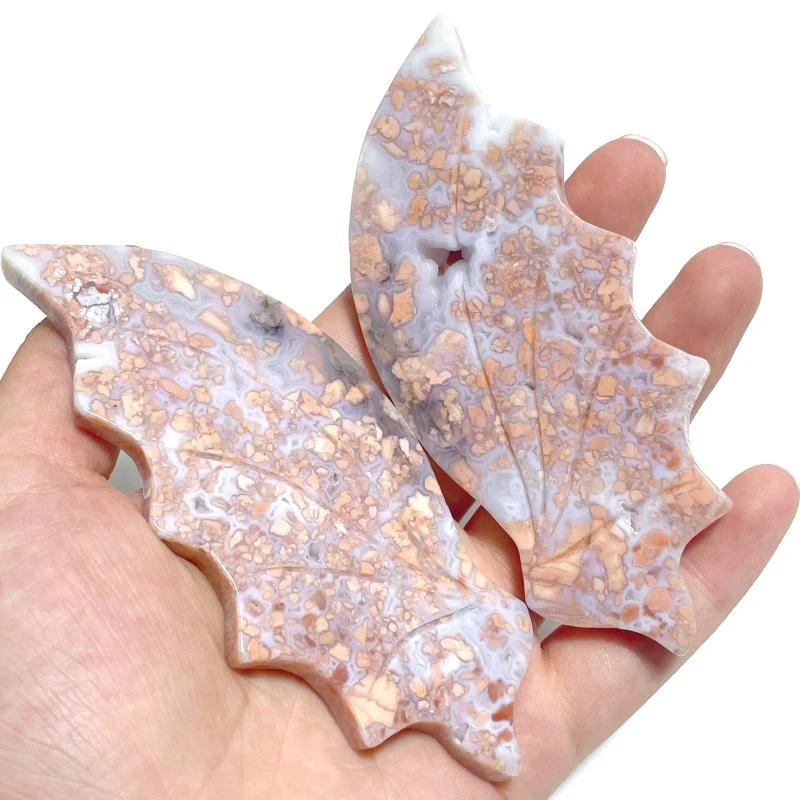 5 Pairs Flying Dragon Wing With Stand Chevron Amethyst Pink Agate - Image 6