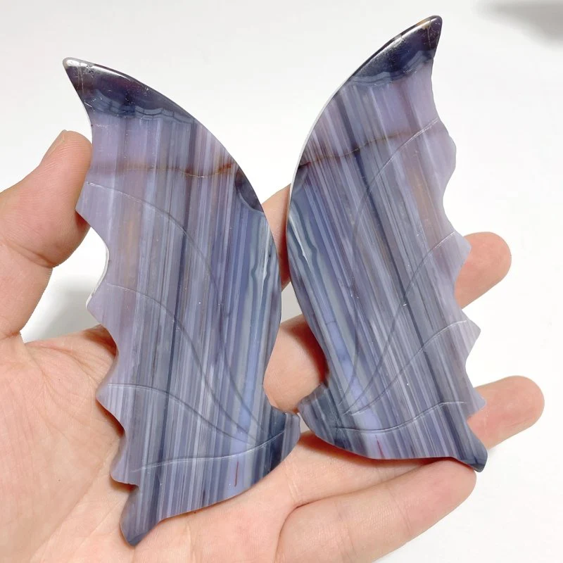 4 Pairs Flying Dragon Wing With Stand Clear Quartz Sunstone Black Sakura Agate - Image 3