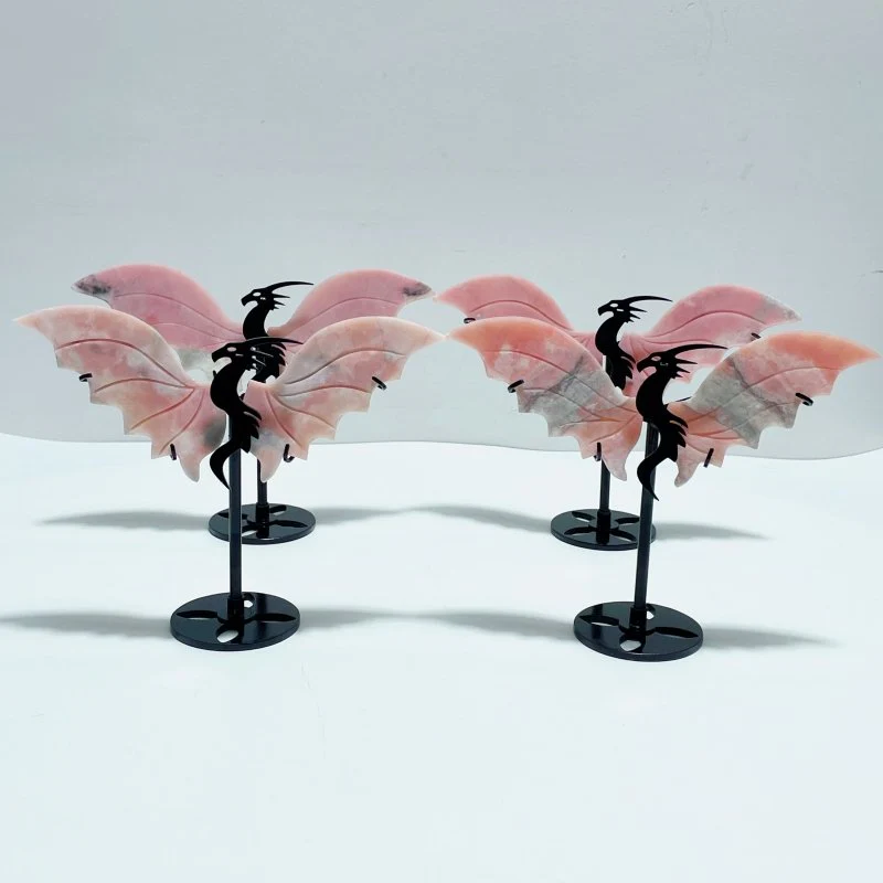 4 Pairs Pink Opal Flying Dragon Wing With Stand