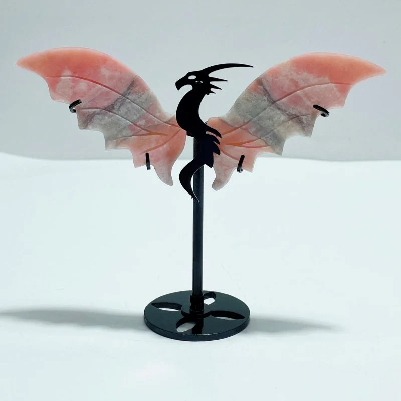 4 Pairs Pink Opal Flying Dragon Wing With Stand - Image 2