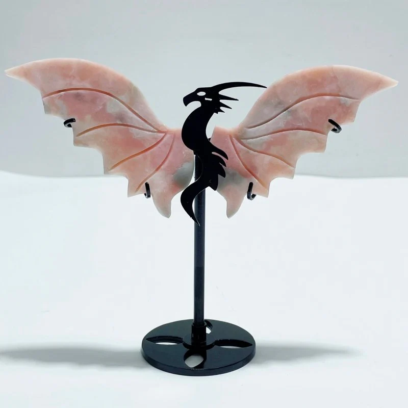 4 Pairs Pink Opal Flying Dragon Wing With Stand - Image 3