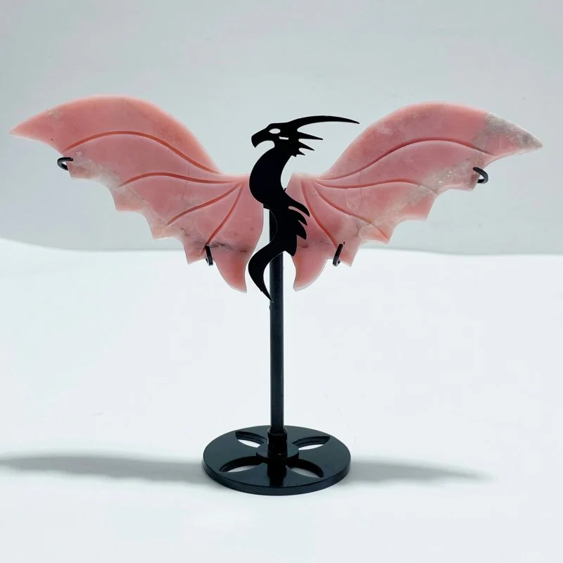 4 Pairs Pink Opal Flying Dragon Wing With Stand - Image 4