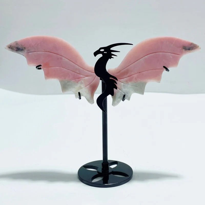 4 Pairs Pink Opal Flying Dragon Wing With Stand - Image 5