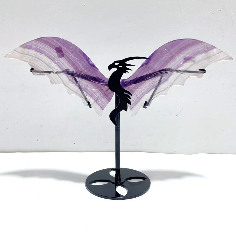 Unique Fluorite Flying Dragon Wing With Stand