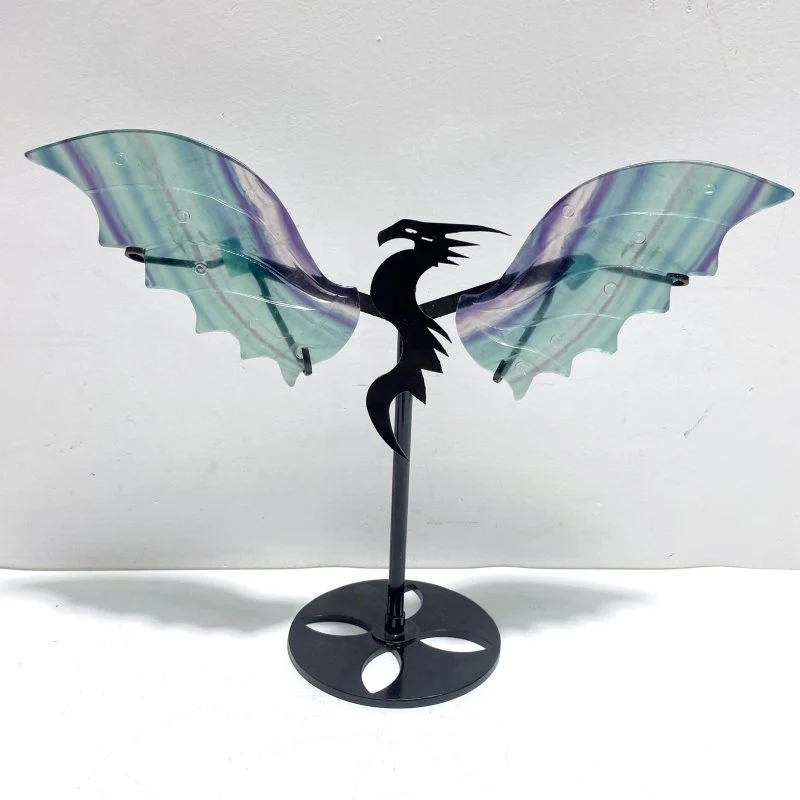 Beautiful Rainbow Fluorite Flying Dragon Wing With Stand
