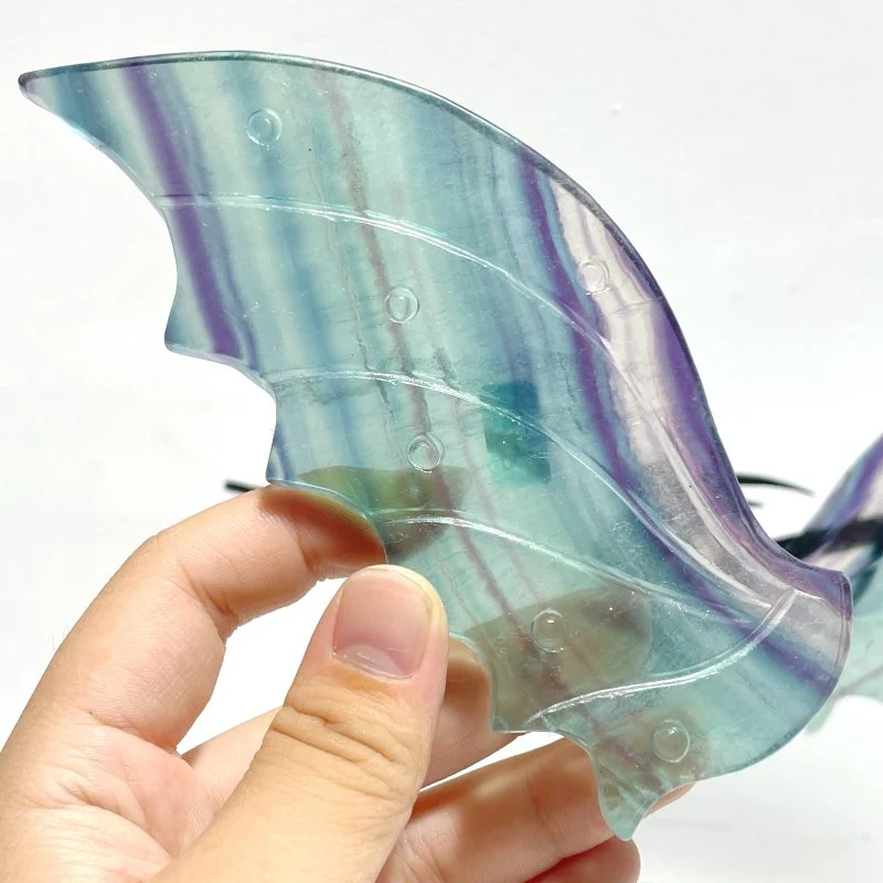 Beautiful Rainbow Fluorite Flying Dragon Wing With Stand - Image 2