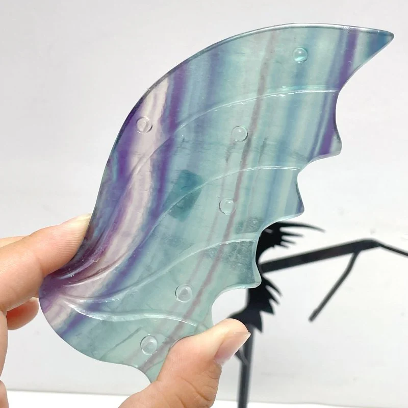 Beautiful Rainbow Fluorite Flying Dragon Wing With Stand - Image 3