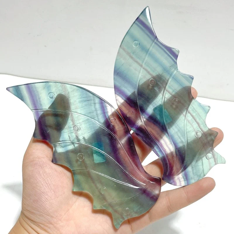 Beautiful Rainbow Fluorite Flying Dragon Wing With Stand - Image 4