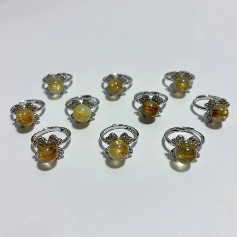 Four Leaf Clover Rutile Quartz Crystal Ring Wholesale - Image 2
