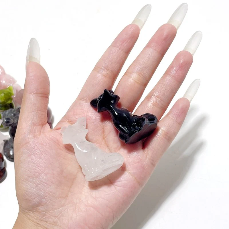 12 Types Fox Carving Wholesale Obsidian Pink Opal Yooperlite - Image 2