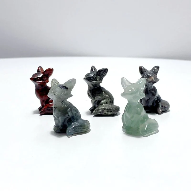 12 Types Fox Carving Wholesale Obsidian Pink Opal Yooperlite - Image 3