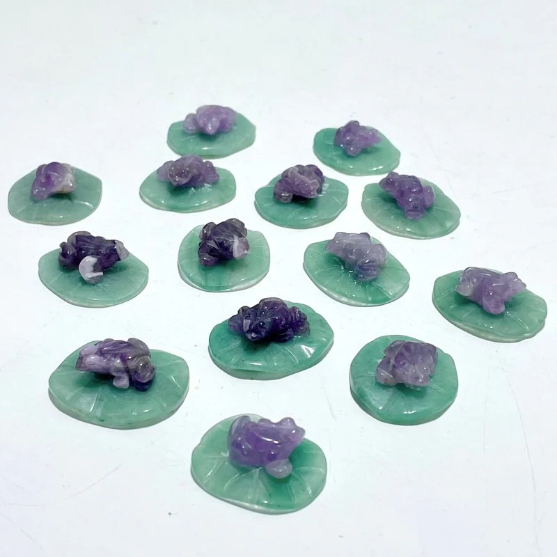 Frog On Leaf Mini Carving Wholesale Chevron Amethyst Green Aventurine - Image 4