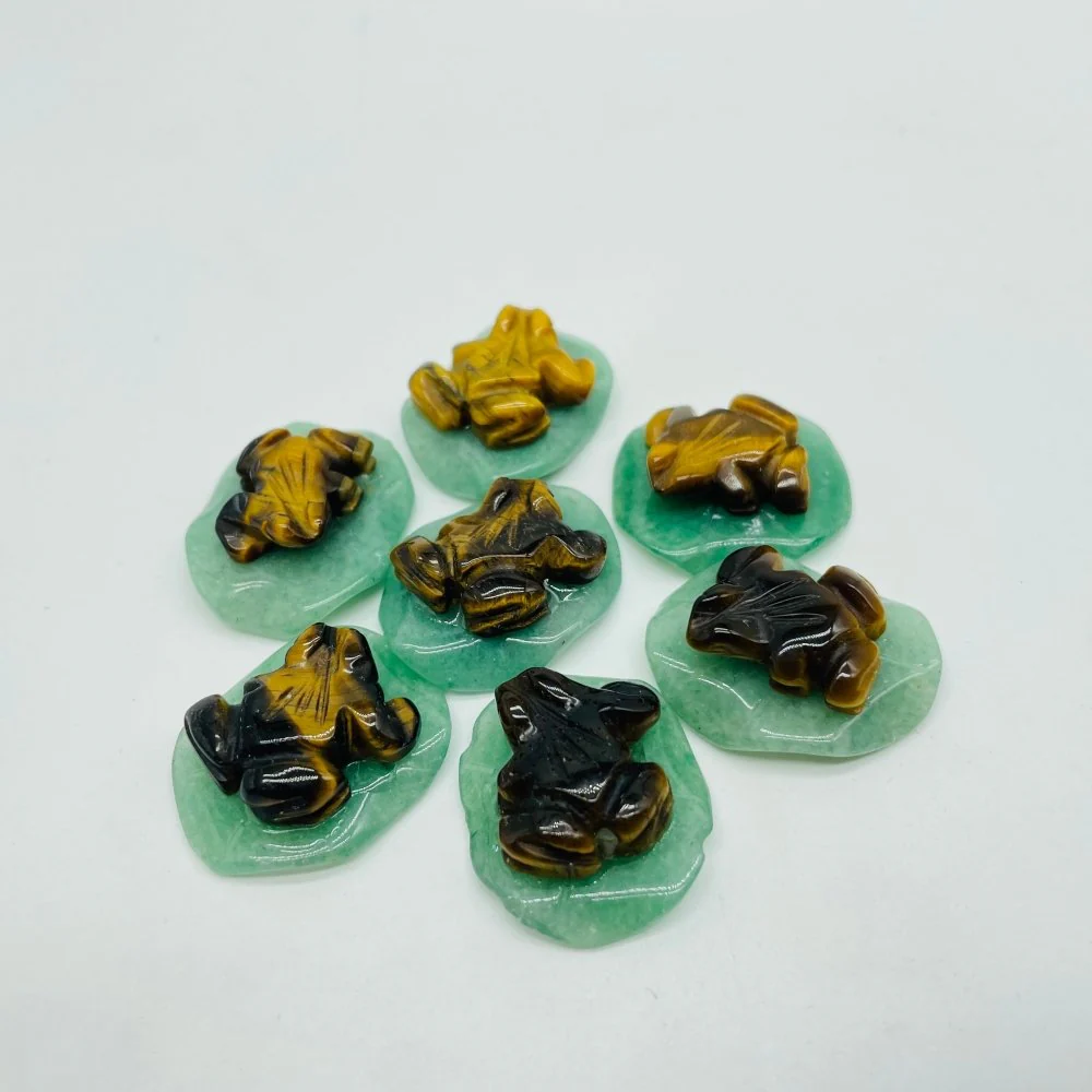 Frog On Leaf Mini Carving Wholesale Sakura Agate Red Jasper Howlite - Image 3