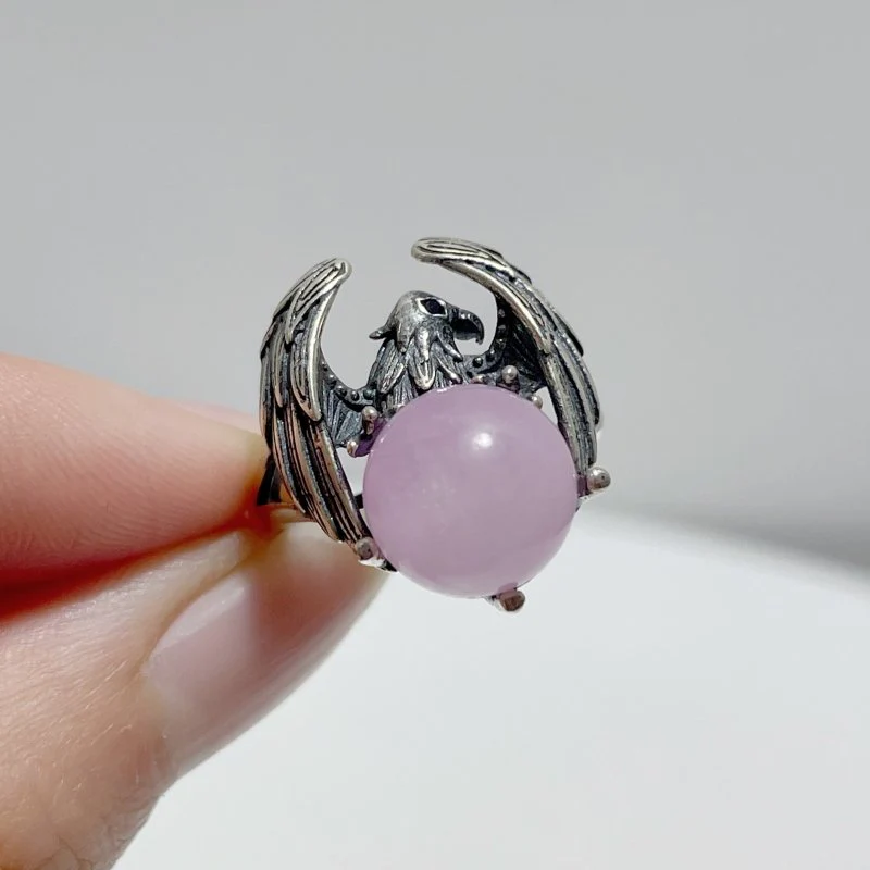 #G1 Silver Rings Eagle Shape Wholesale Kunzite Charoite Citrine Malachite Clear Quartz Smoky Quartz