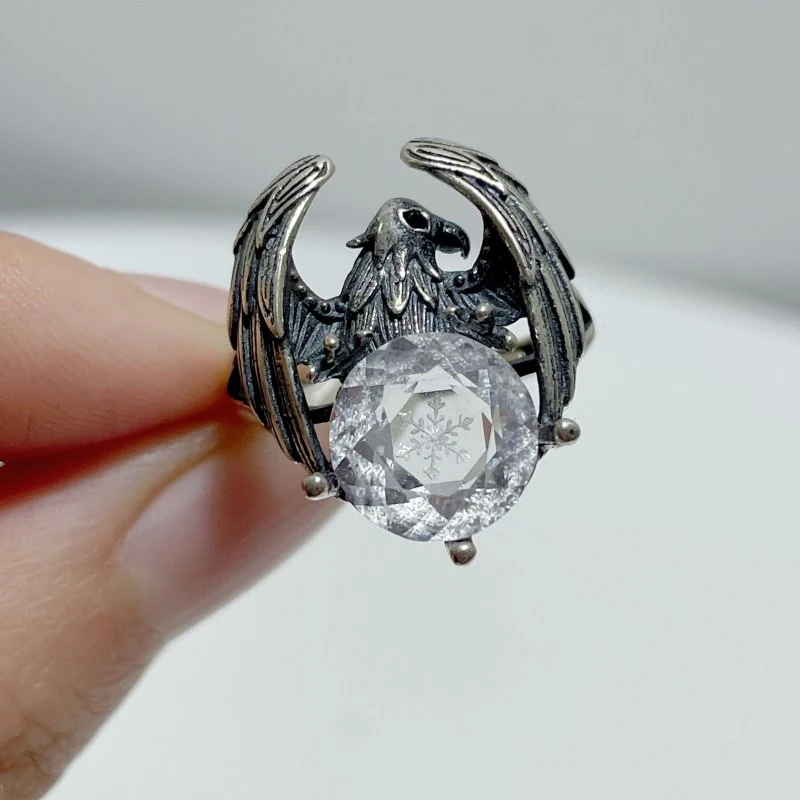 #G1 Silver Rings Eagle Shape Wholesale Kunzite Charoite Citrine Malachite Clear Quartz Smoky Quartz - Image 6