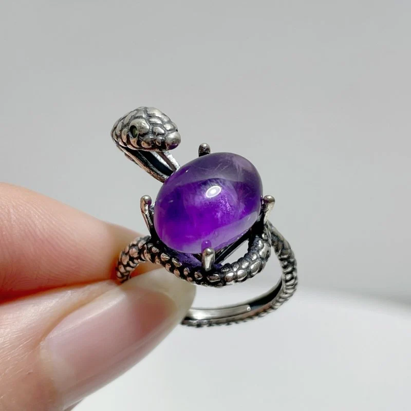 #G2 Silver Rings Snake Shape Wholesale Moonstone Amethyst Citrine Strawberry Quartz Garden Quartz - Image 3
