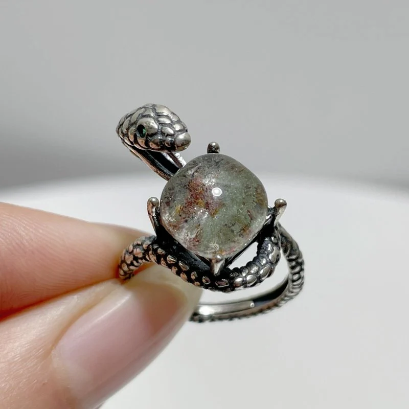 #G2 Silver Rings Snake Shape Wholesale Moonstone Amethyst Citrine Strawberry Quartz Garden Quartz - Image 5
