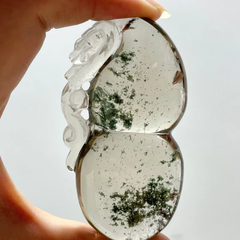 Garden Quartz Gourd With Dragon Crystal Carving - Image 6