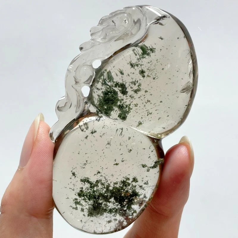Garden Quartz Gourd With Dragon Crystal Carving - Image 8