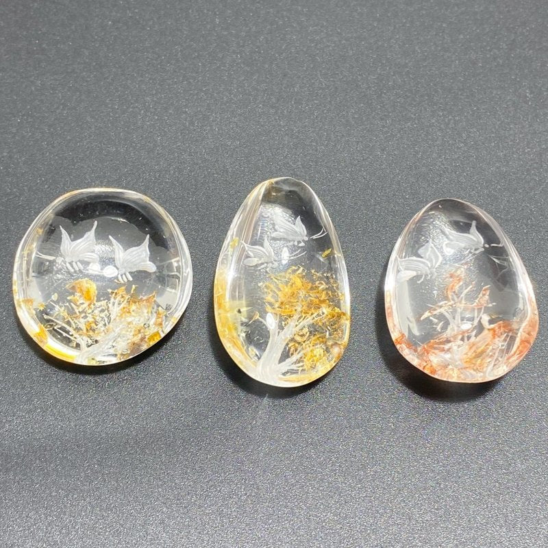 3 Pieces Butterfly Garden Quartz Inner Scene Carving - Image 4