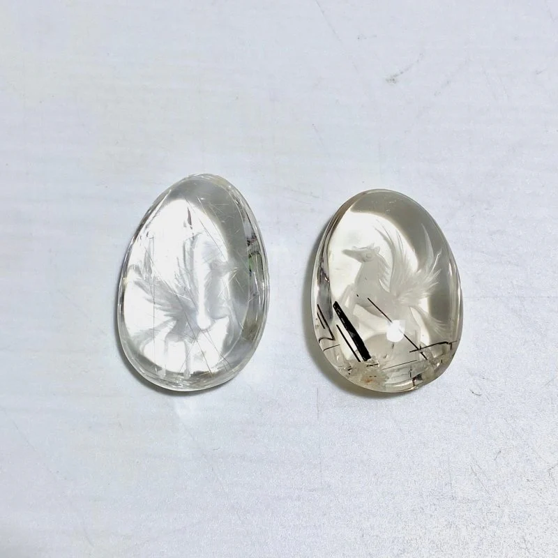 2 Pieces Pegasus Black Rutile Quartz Inner Scene Carving - Image 3