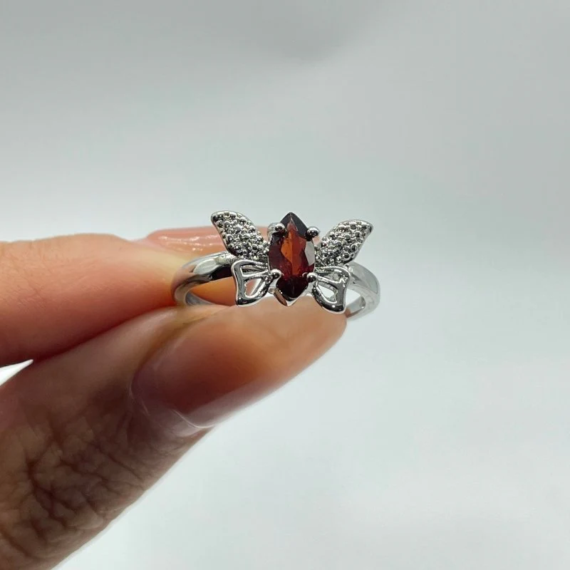 Garnet Cut Faceted Butterfly Ring Wholesale - Image 5