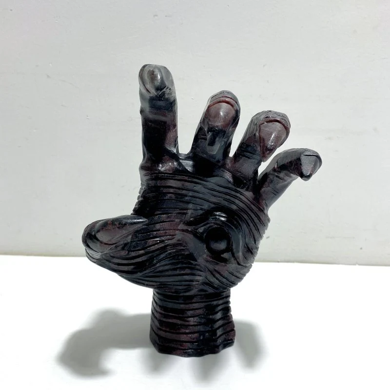 Garnet Mixed Astrophyllite Witchcore Demon Hand Carving