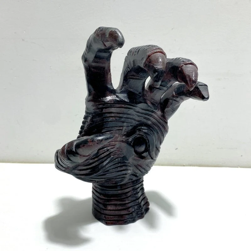 Garnet Mixed Astrophyllite Witchcore Demon Hand Carving - Image 2